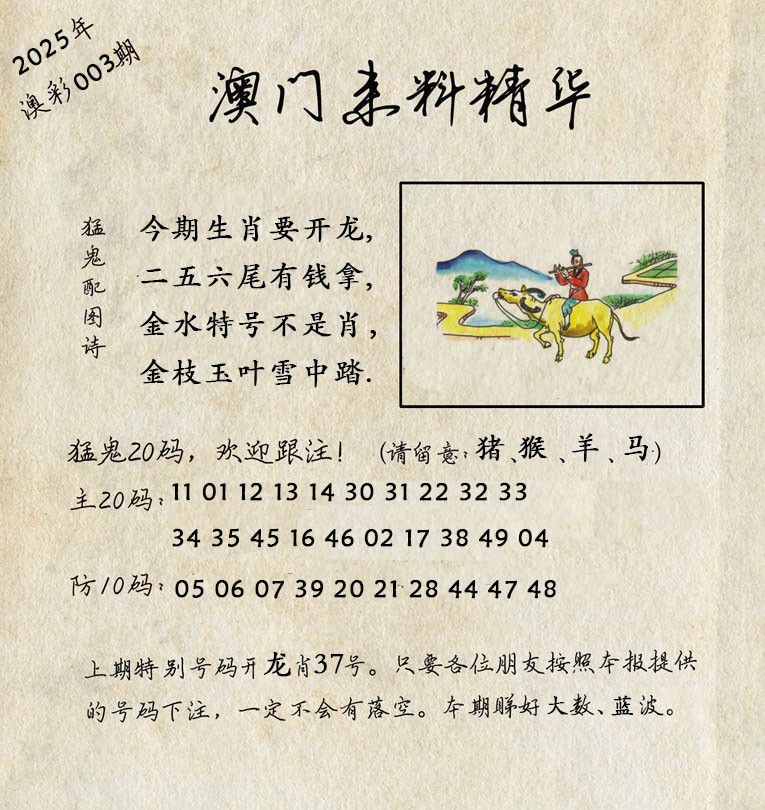 2025003期澳门来料精华
