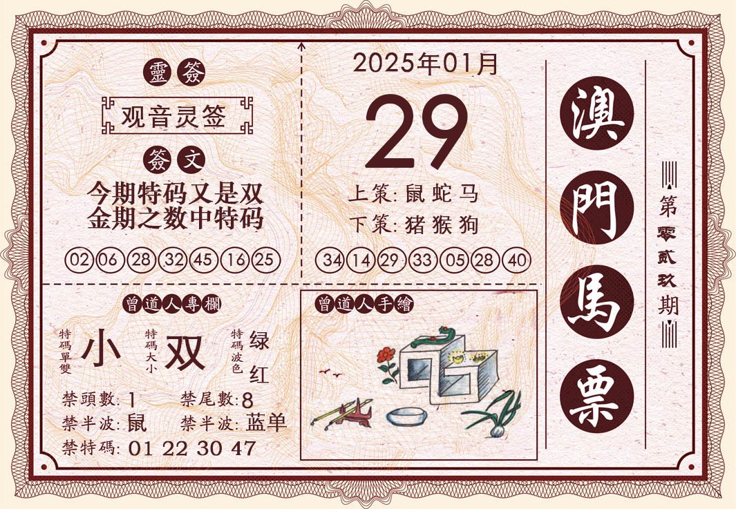 2025029期澳门马票