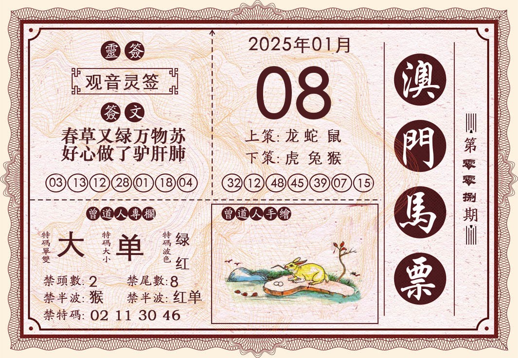 2025008期澳门马票