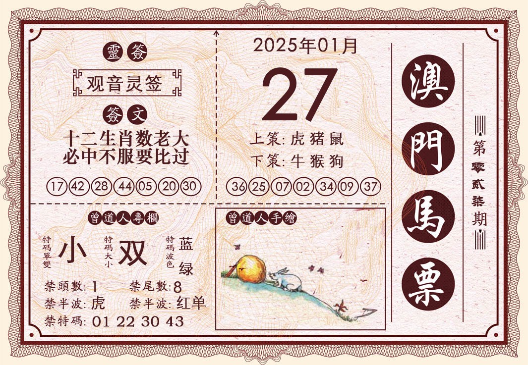 2025027期澳门马票