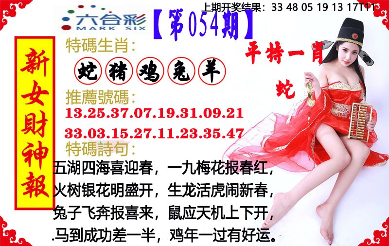 2025054期新女财神报