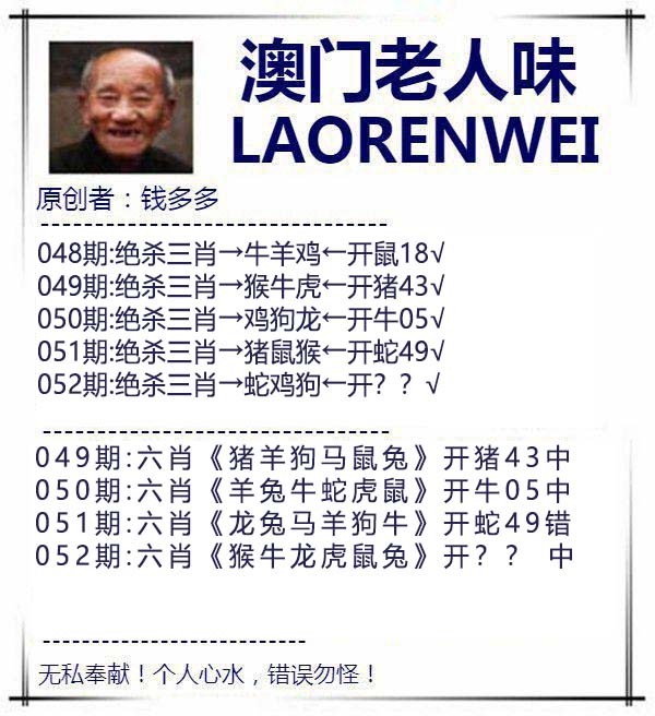 2025052期澳门老人味