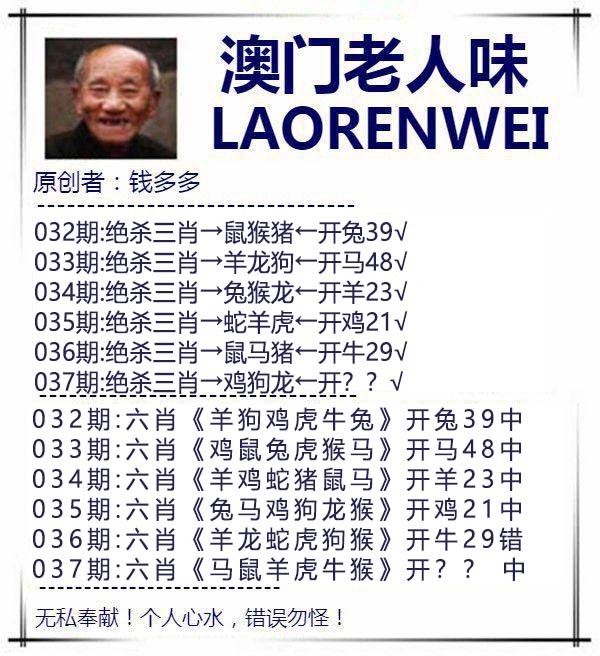 2025037期澳门老人味