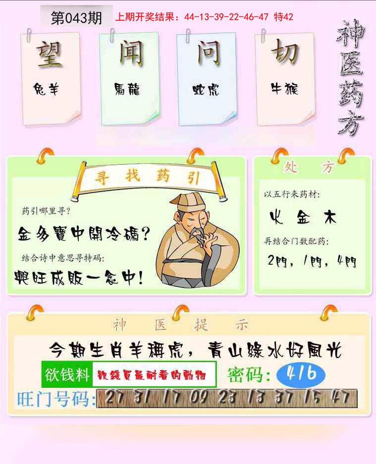 2025043期神医药方