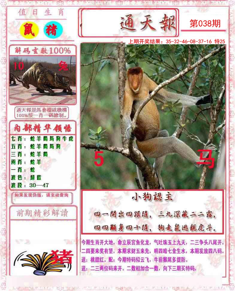 2025038期马经通天报