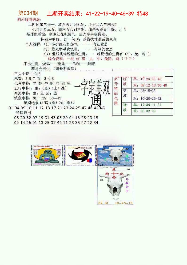 2025034期狗不理特码报