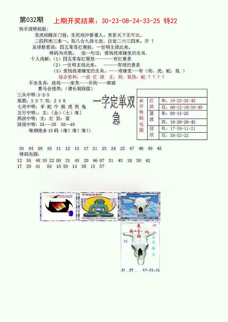 2025032期狗不理特码报