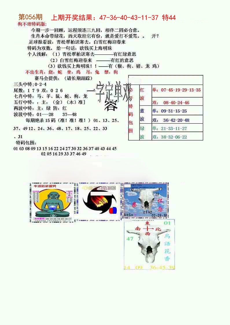 2025056期狗不理特码报