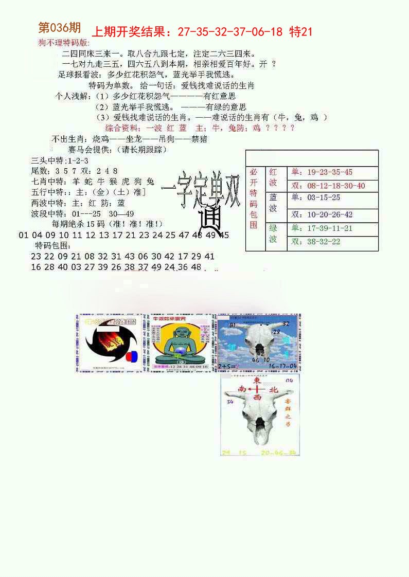 2025036期狗不理特码报