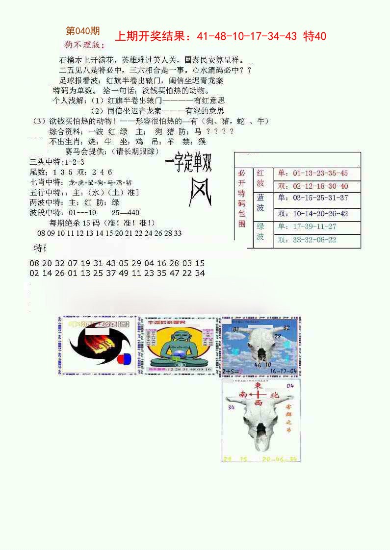 2025040期狗不理特码报