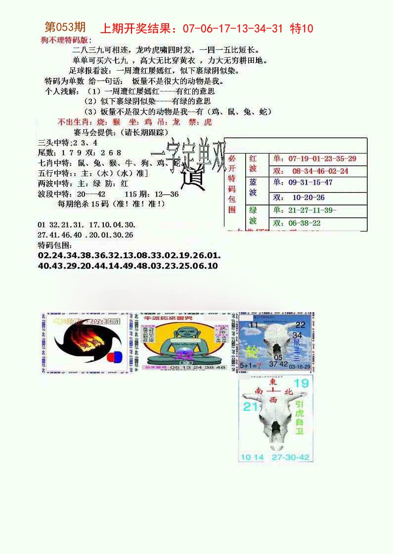 2025053期狗不理特码报