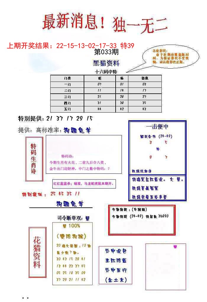 2025033期独一无二