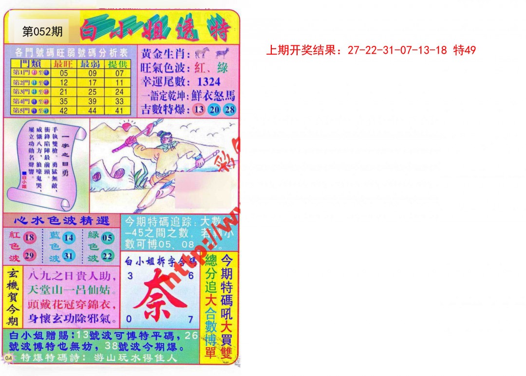 2025052期白小姐透特