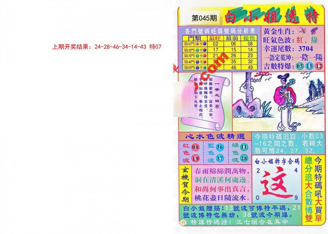 2025045期白小姐透特