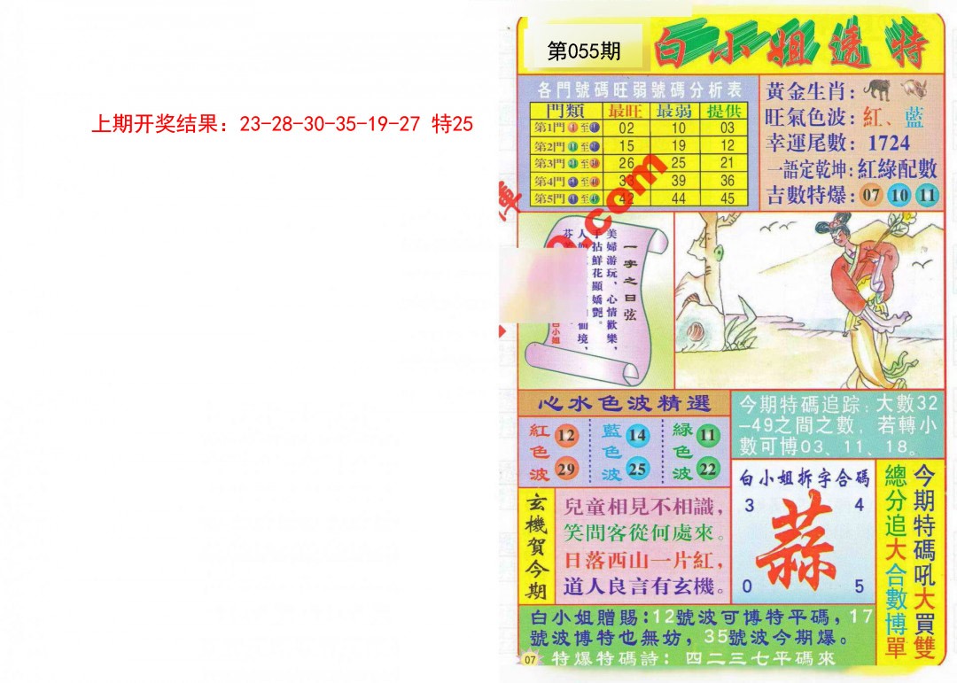 2025055期白小姐透特