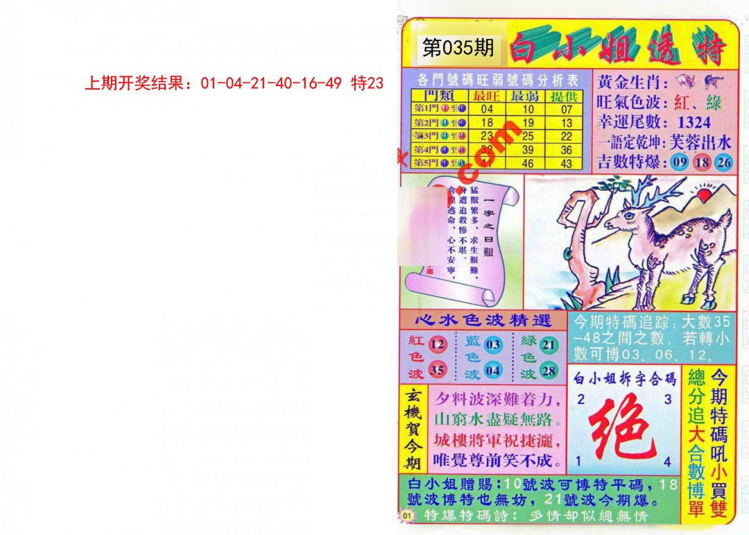 2025035期白小姐透特