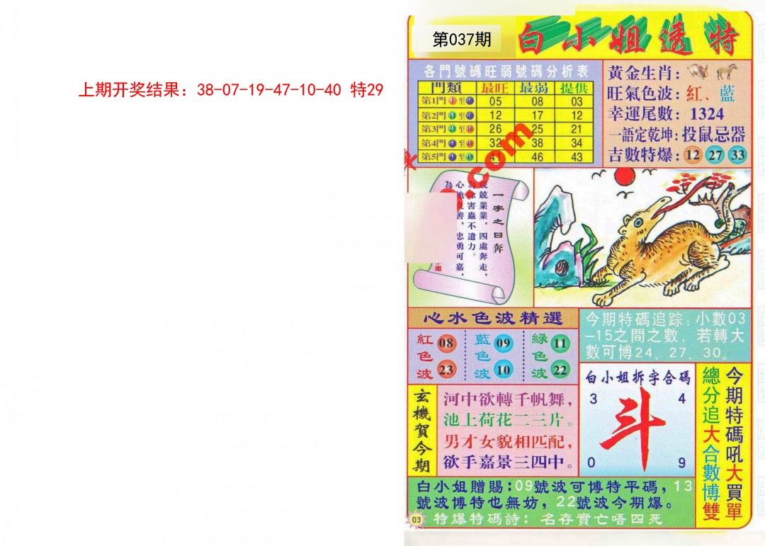 2025037期白小姐透特
