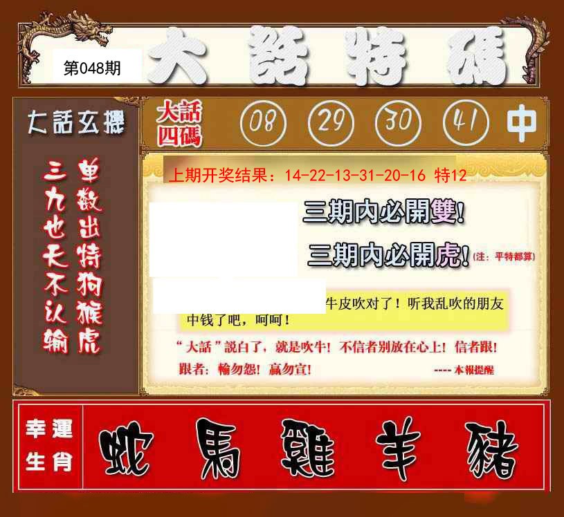 2025048期大话特码