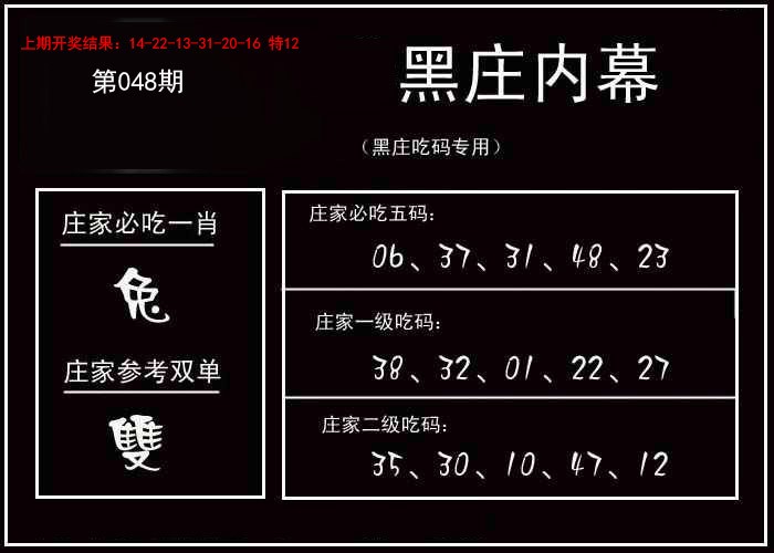2025048期黑庄内幕