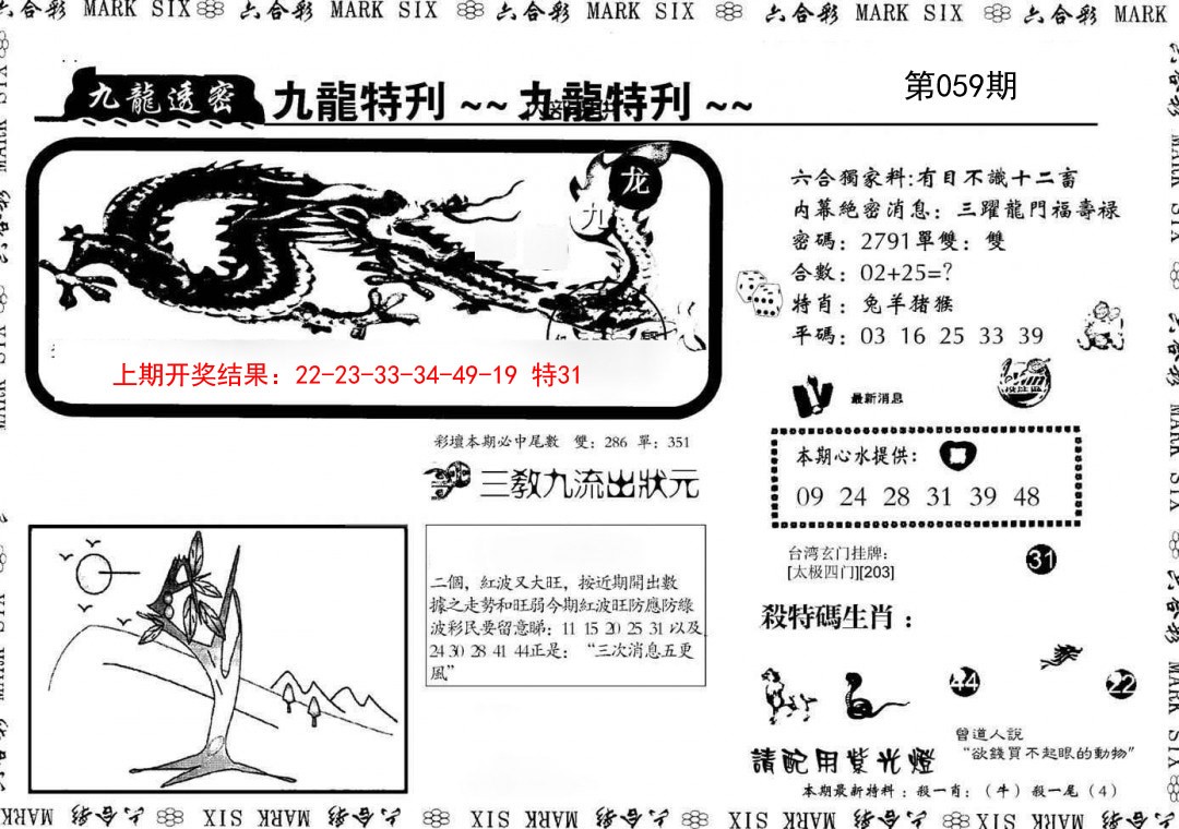 2025059期九龙特新刊