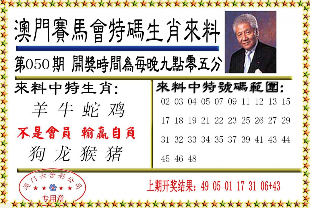 2025050期特码生肖来料
