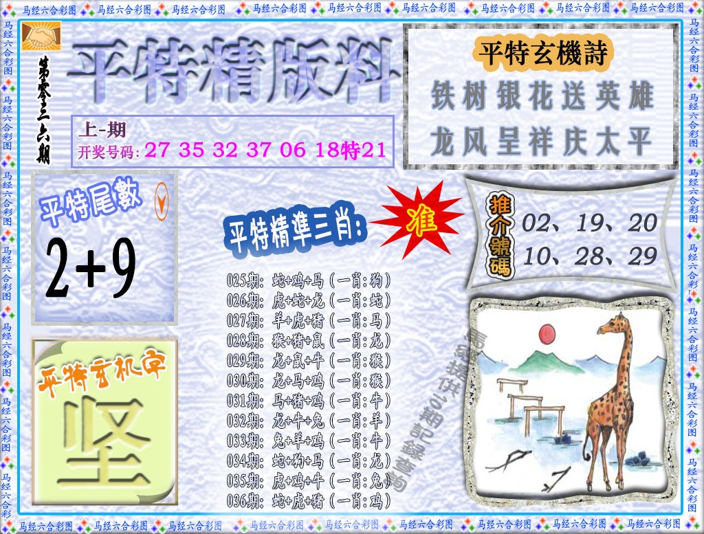 2025036期平特精版料