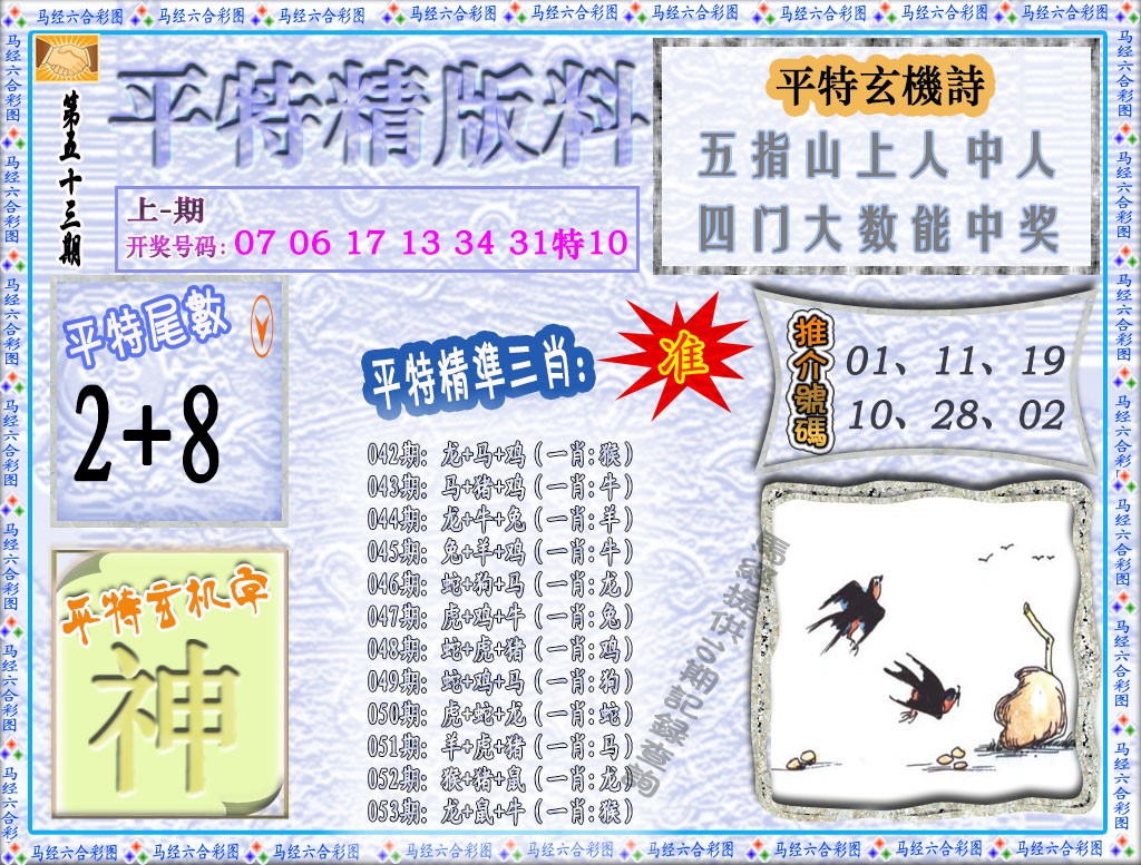 2025053期平特精版料