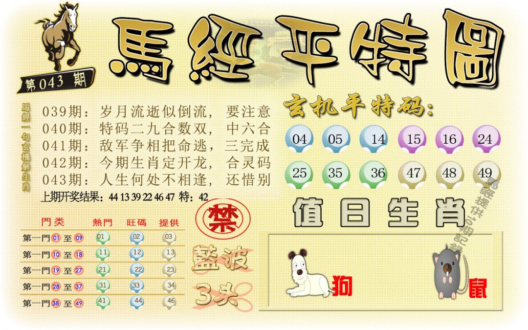 2025043期马经平特图