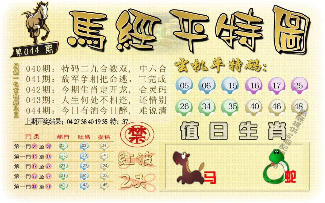 2025044期马经平特图