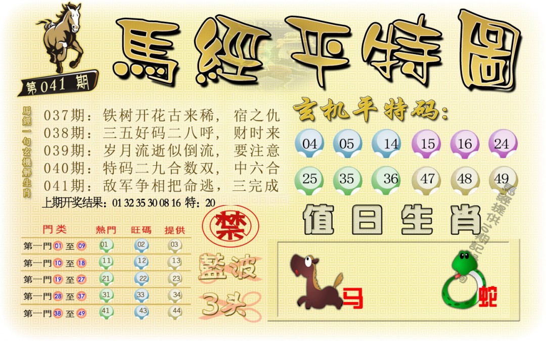 2025041期马经平特图