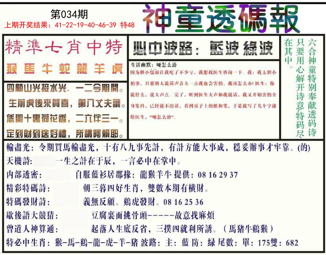2025034期神童透码报