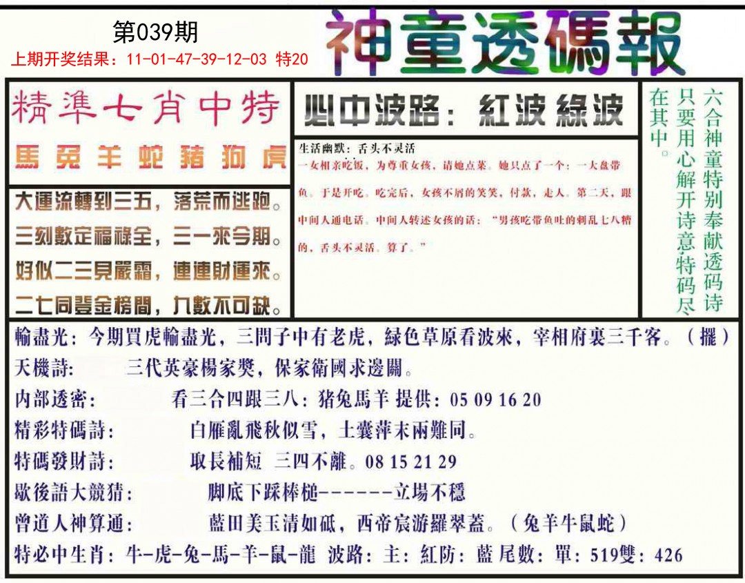 2025039期神童透码报