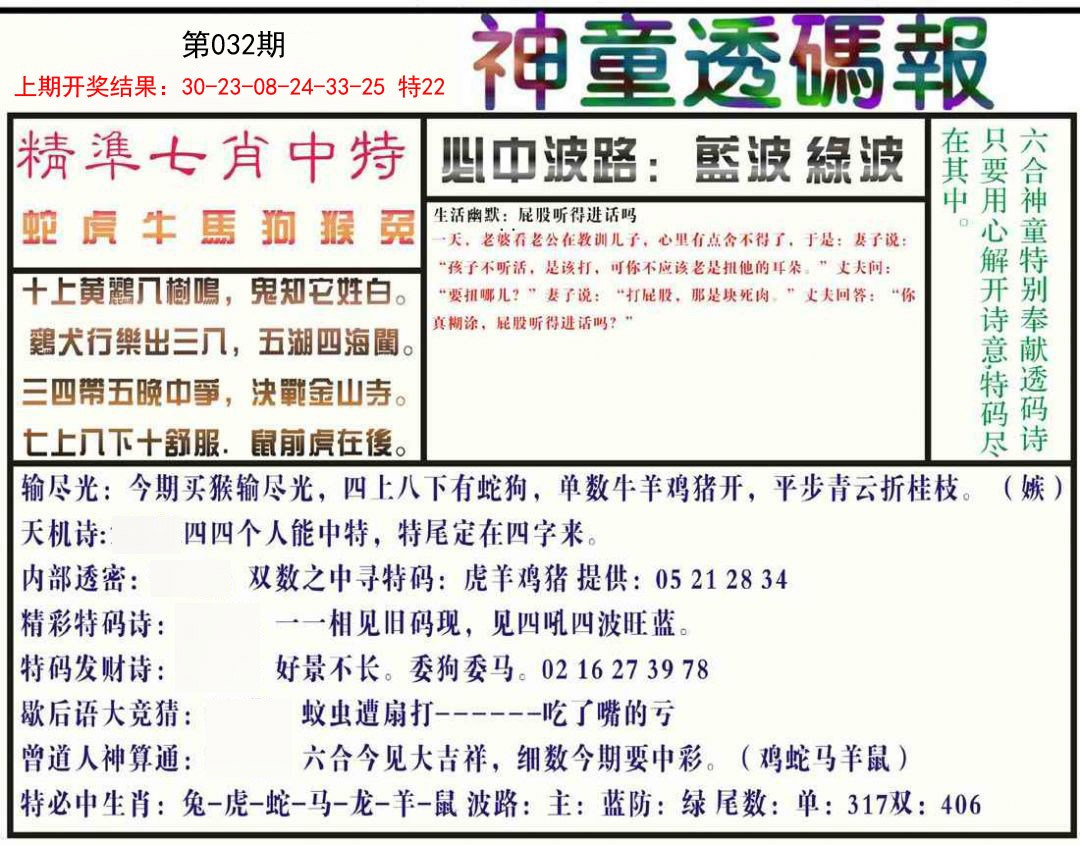 2025032期神童透码报