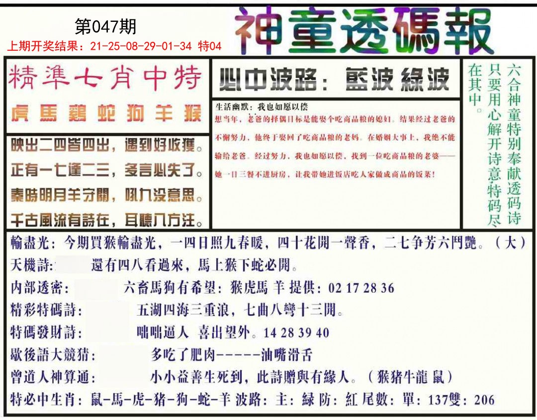 2025047期神童透码报