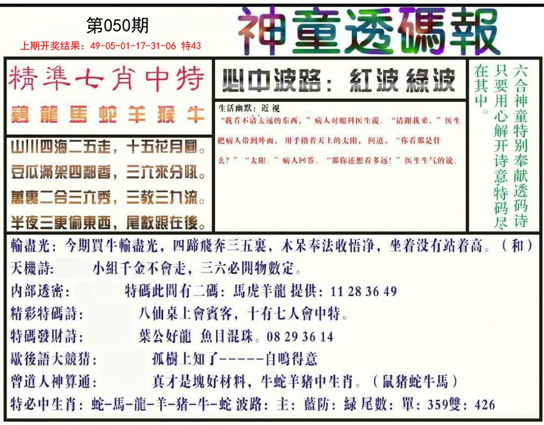2025050期神童透码报