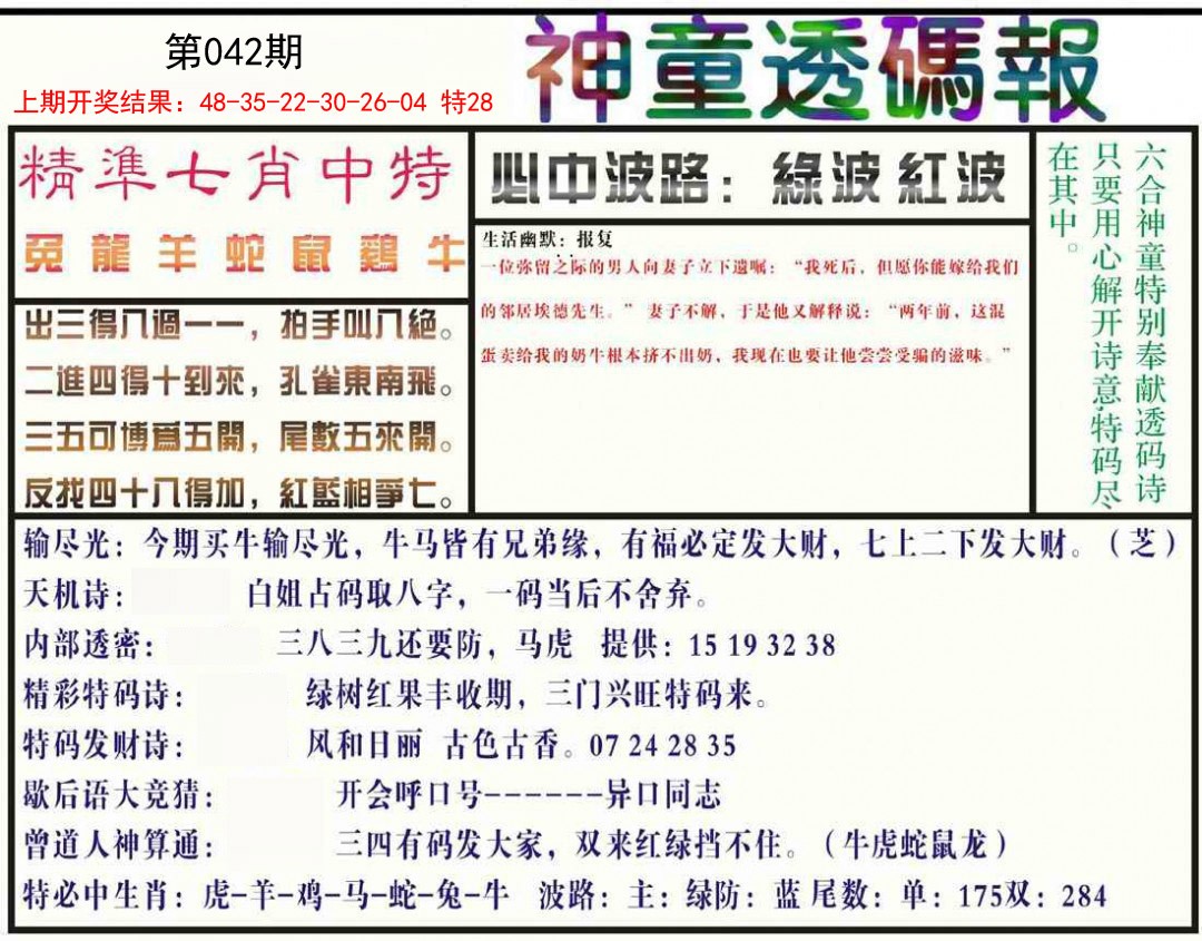 2025042期神童透码报