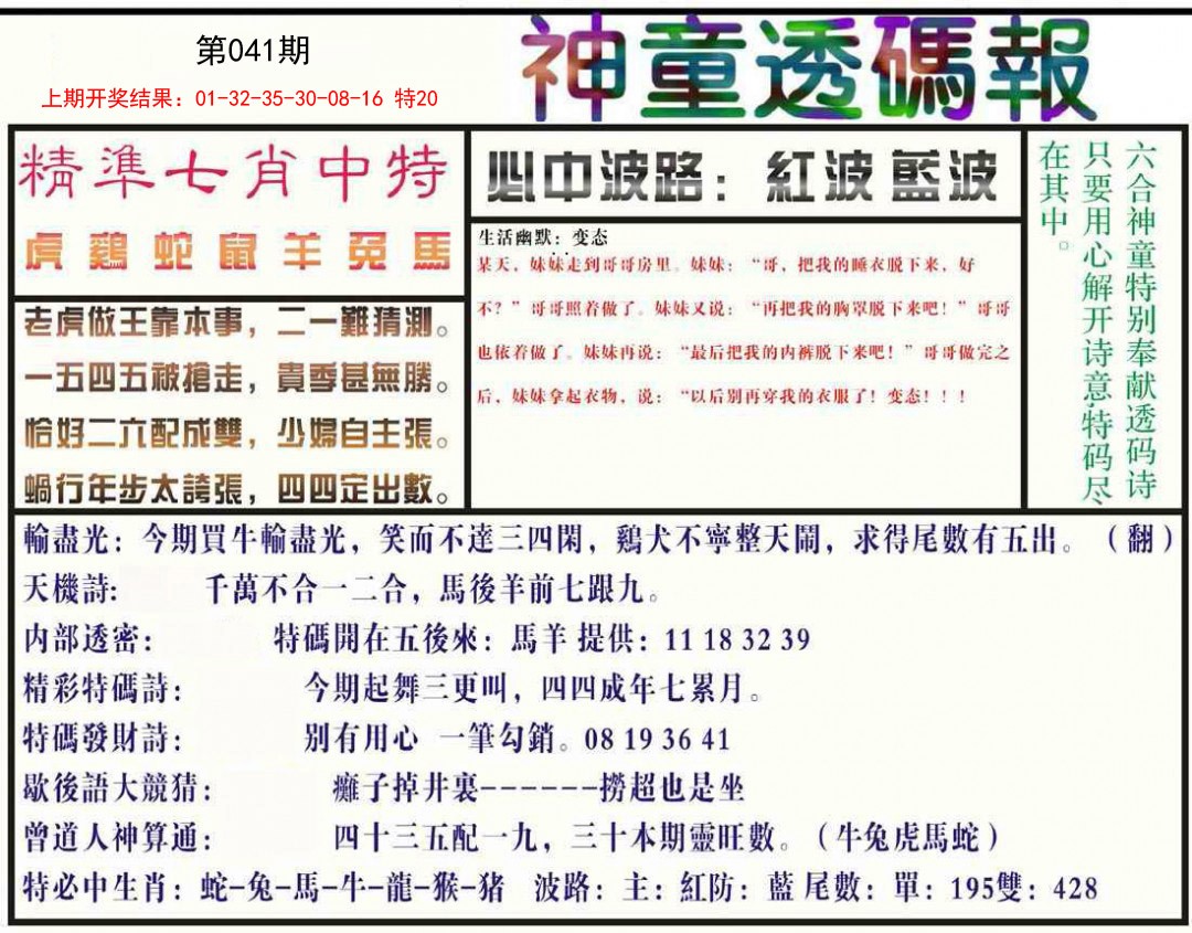 2025041期神童透码报