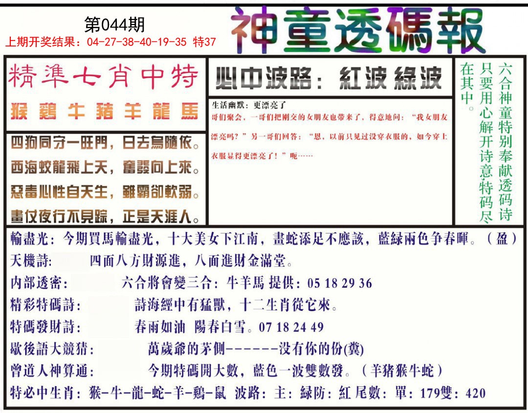 2025044期神童透码报