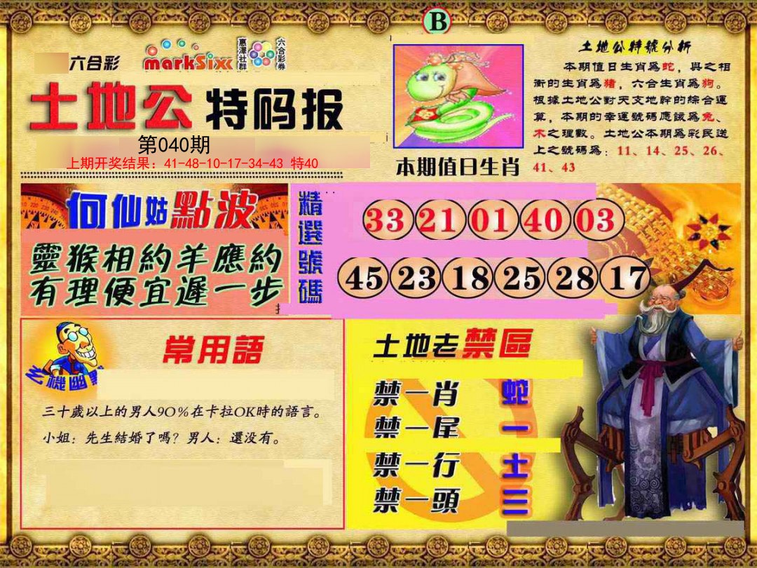 2025040期土地公特码报B