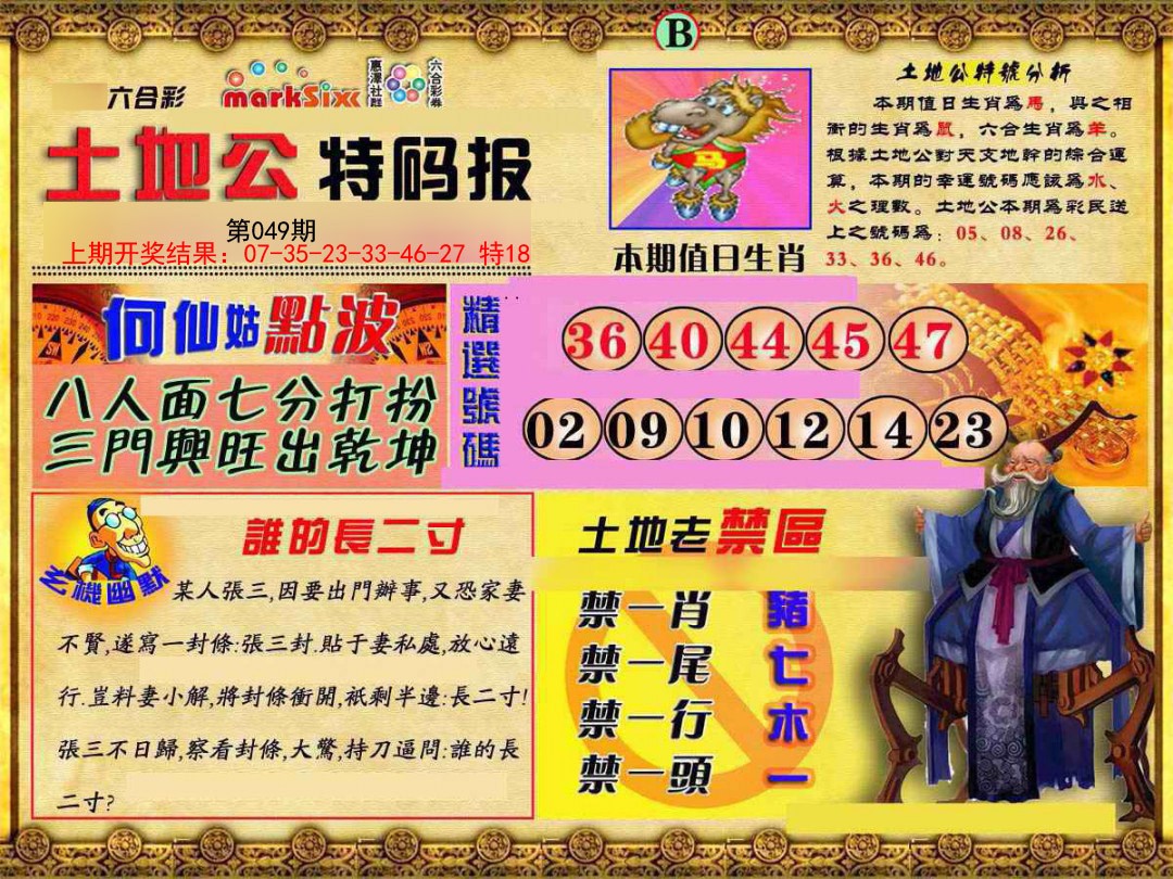 2025049期土地公特码报B