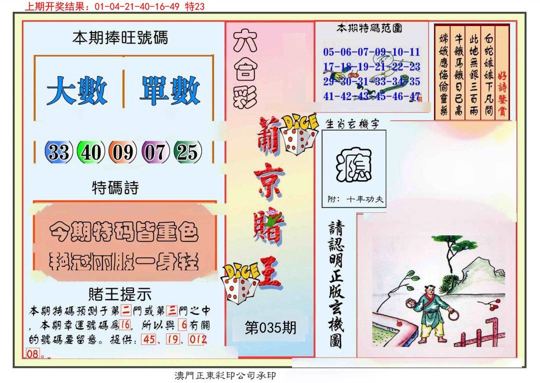 2025035期葡京赌王彩
