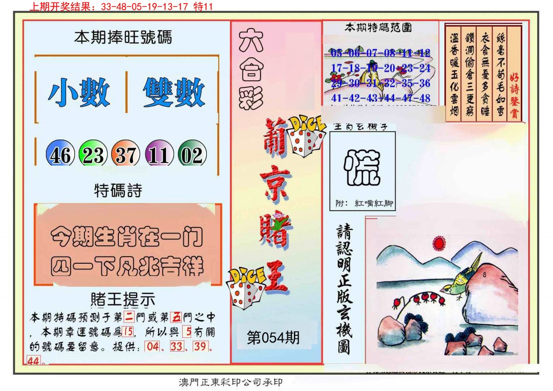 2025054期葡京赌王彩