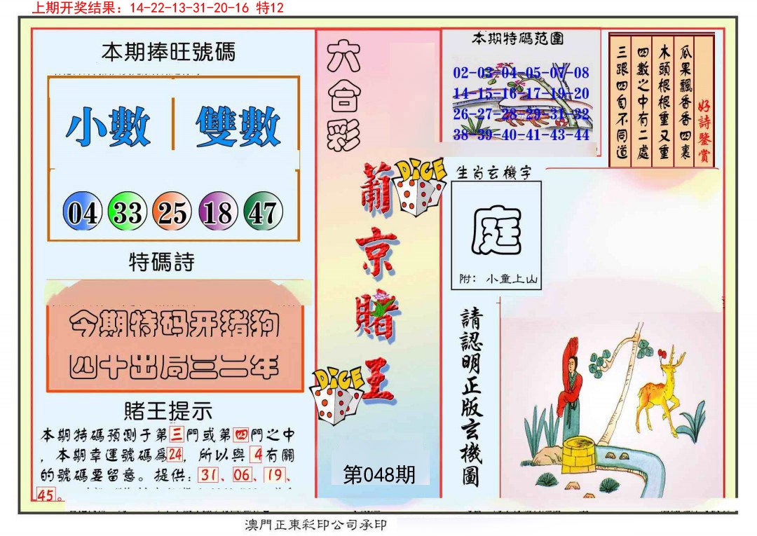2025048期葡京赌王彩