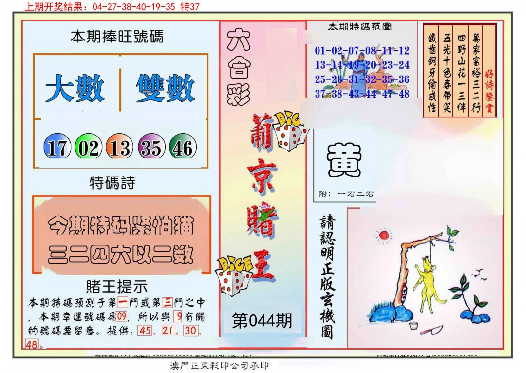 2025044期葡京赌王彩