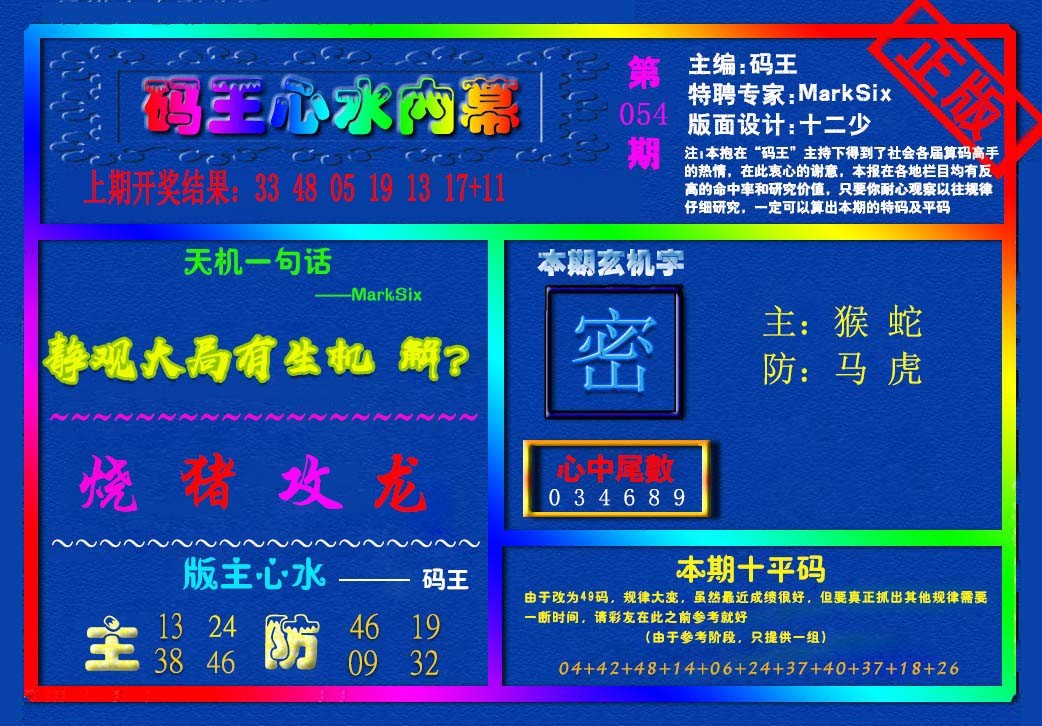 2025054期{码王雷锋}内幕报