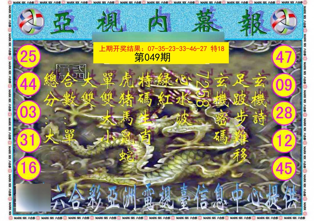 2025049期亚视内幕报
