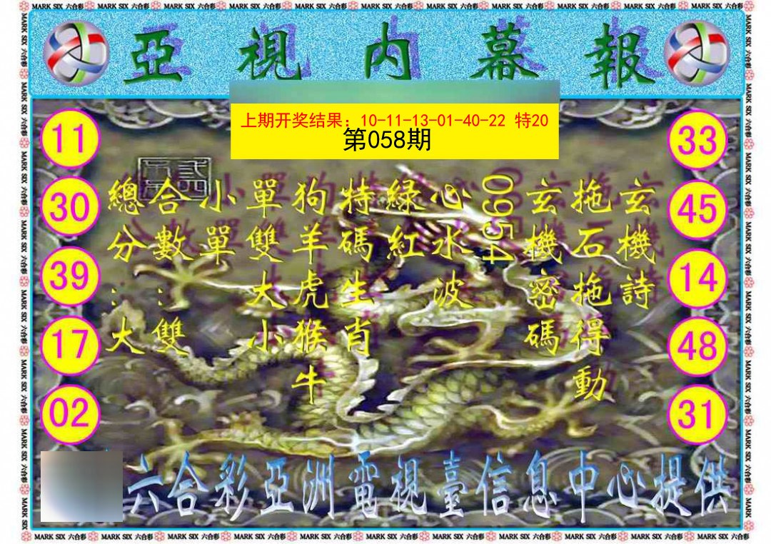 2025058期亚视内幕报