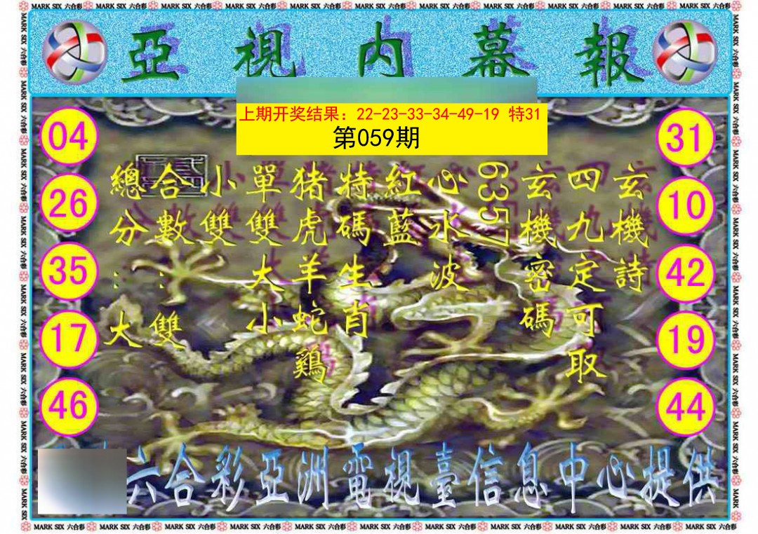 2025059期亚视内幕报