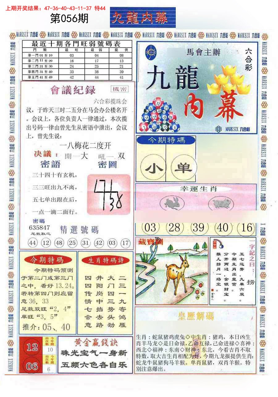 2025056期(新版)九龙内幕A