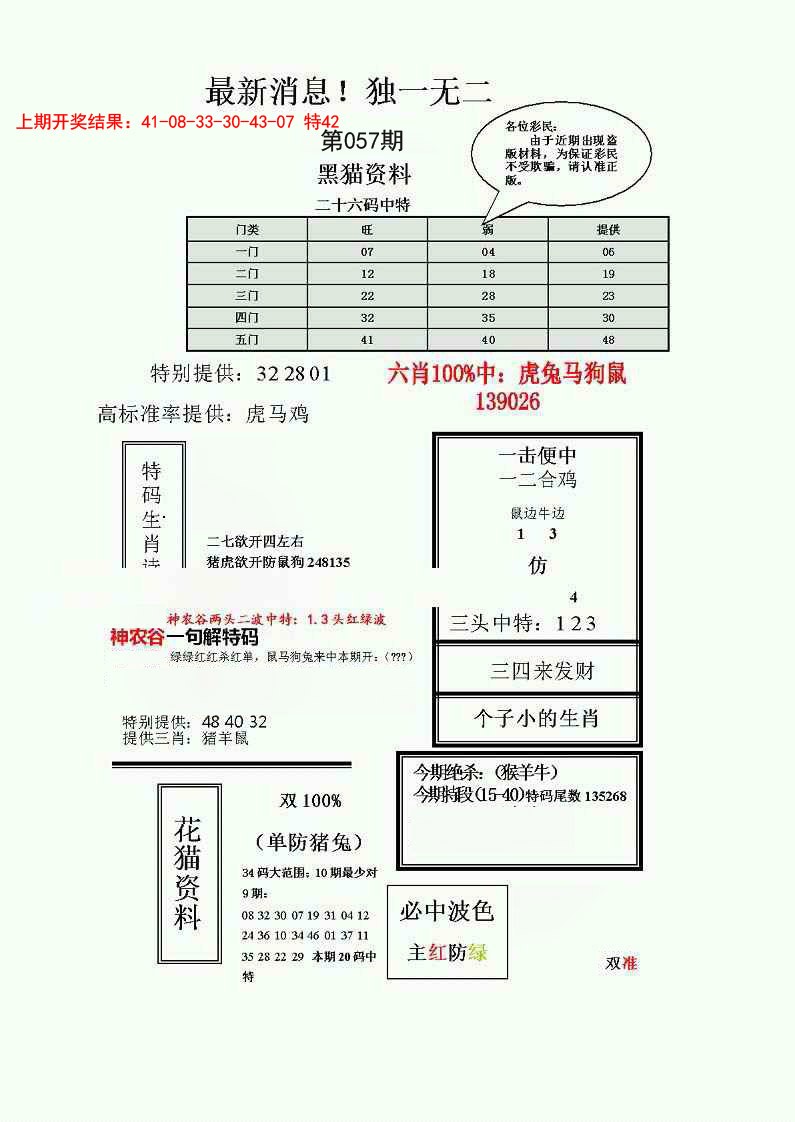 2025057期独一无二(正)